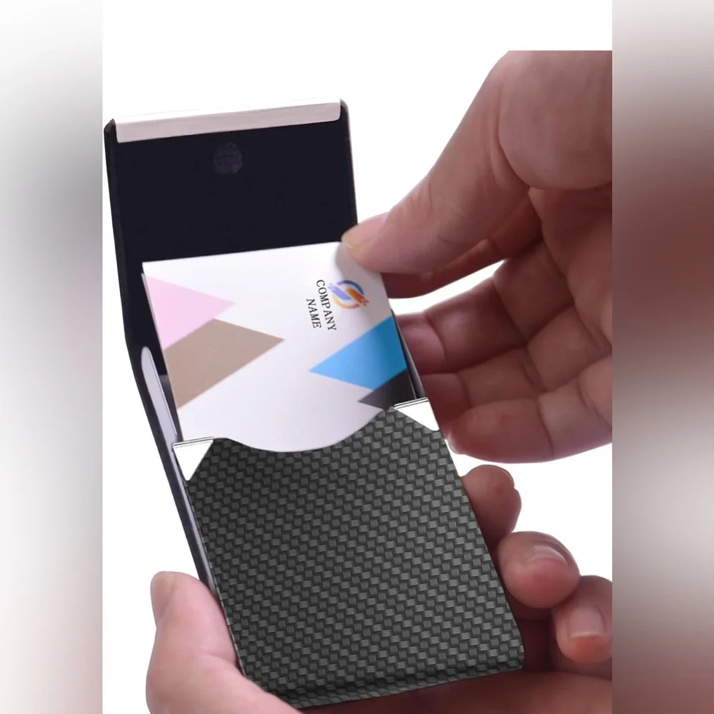 Unisex Business Card Holder with Ultra Slim Design, Premium PU Leather